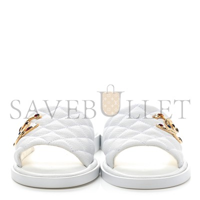 CHANEL MULES SHINY GOATSKIN & METAL WHITE G38794 X56519 0N778